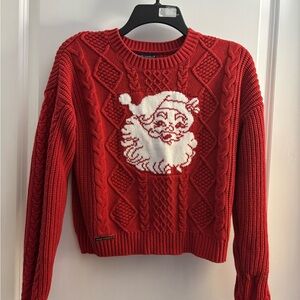 Simply Southern Red Santa Knit Cropped Sweater Sz Small